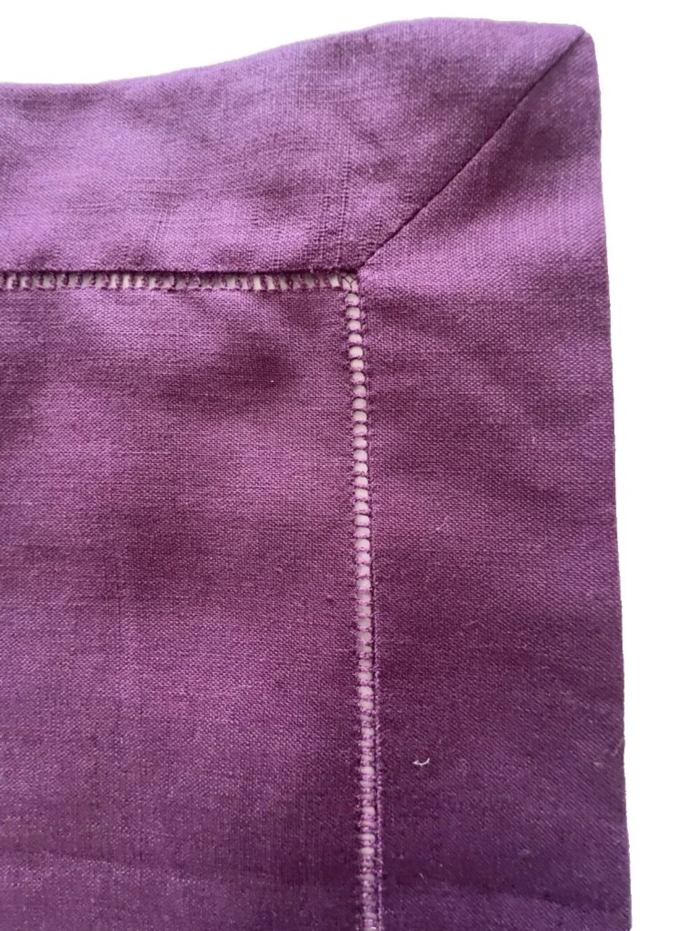 POTTERY BARN Napkin 100% Linen Purple Hemstitch 20